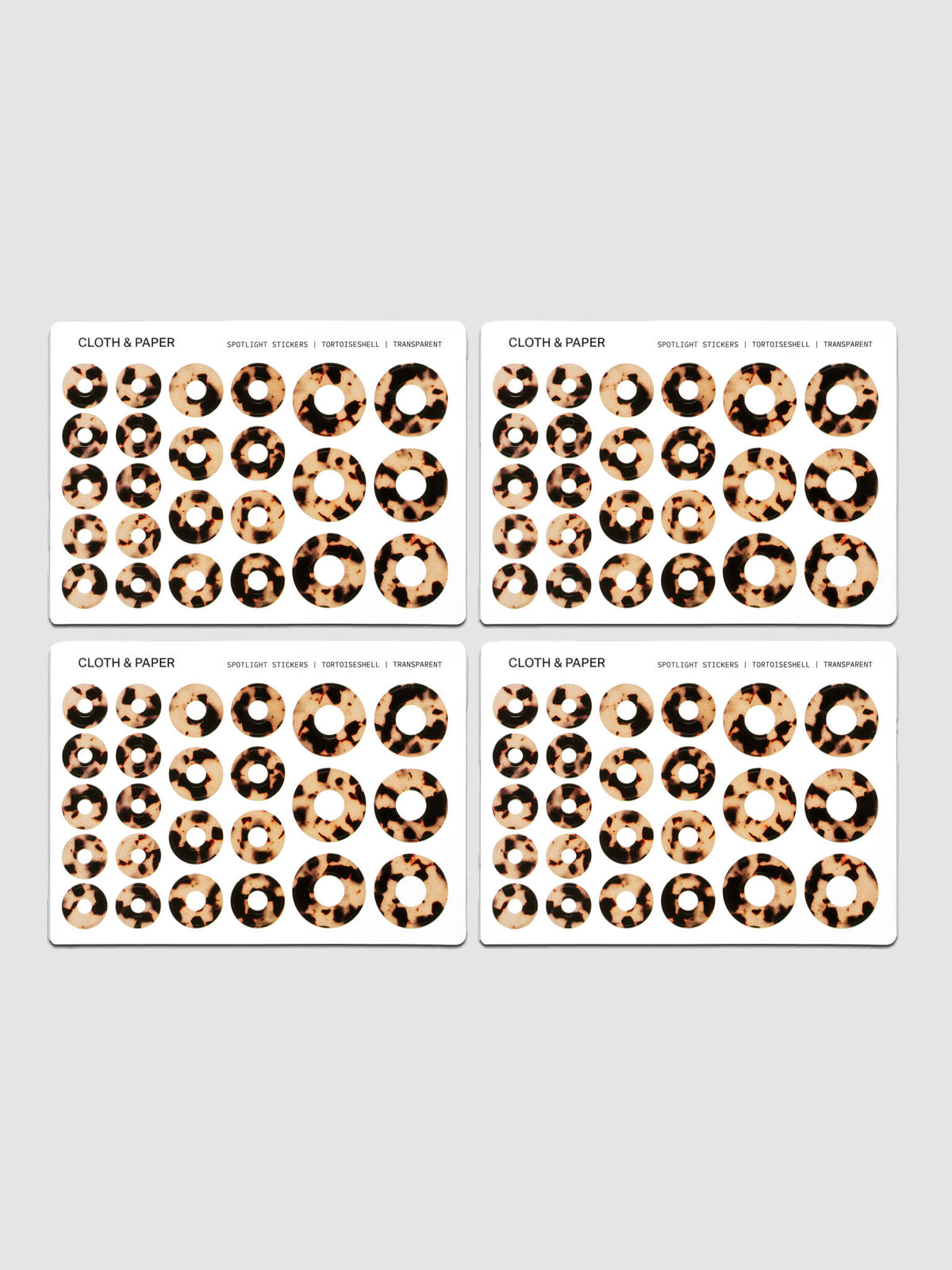 Four sheets of Spotlight Stickers in the pattern Desert Tortoiseshell.