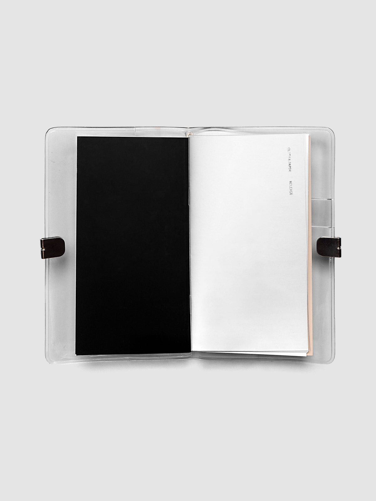 Release paper travel notebook insert in size Pocket Plus shown inside a travel notebook cover