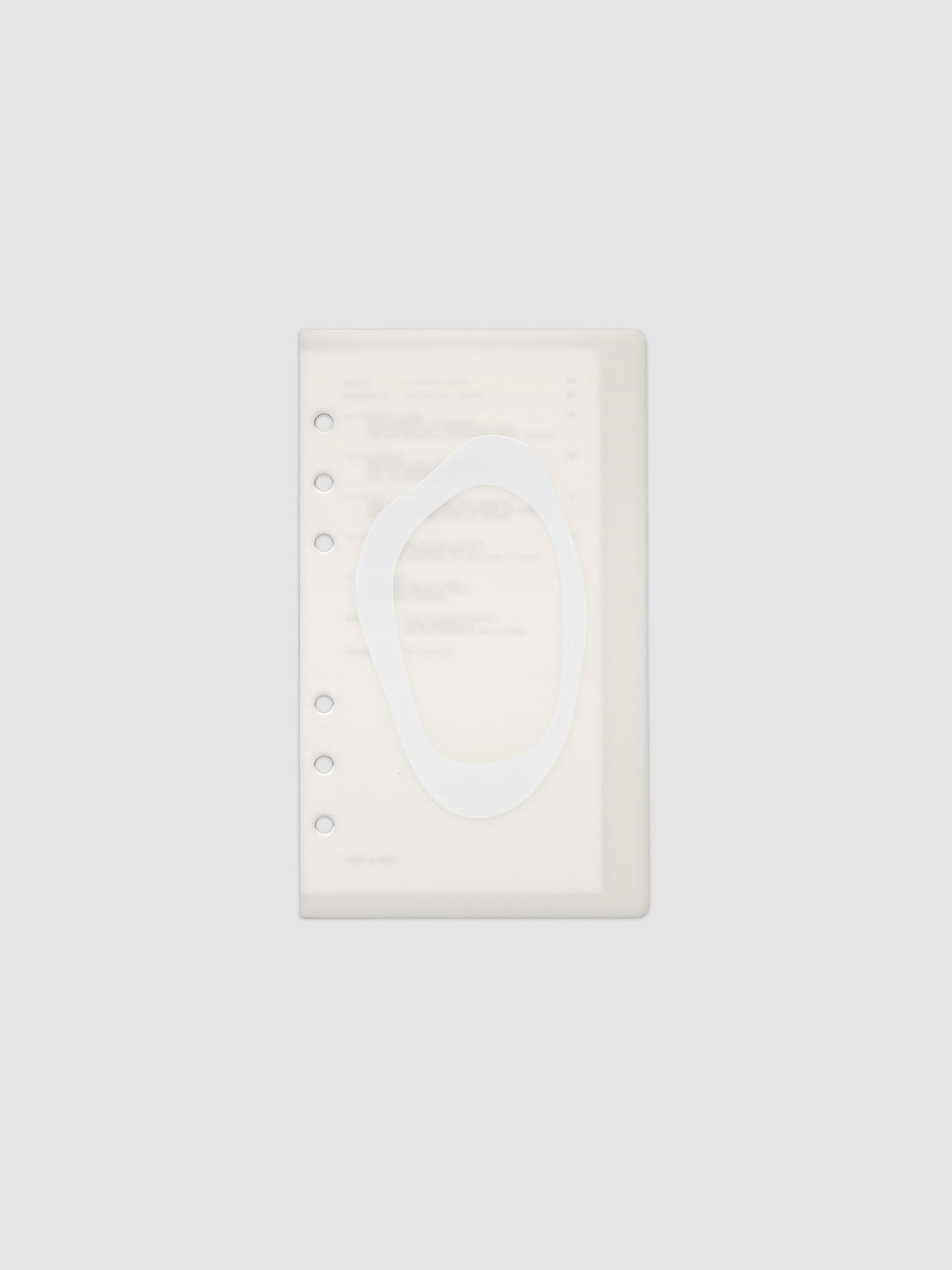 Continuation Planner Cover + Dashboard Set in Personal. Milky white frosted plastic cover with a spot gloss organic shape over a black-printed paper dashboard. Image 1 of 3.