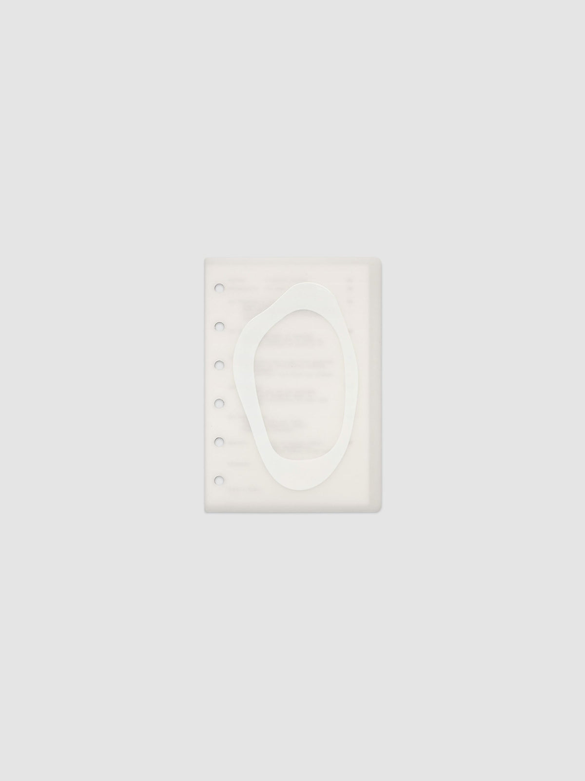Continuation Planner Cover + Dashboard Set in Pocket. Milky white frosted plastic cover with a spot gloss organic shape over a black-printed paper dashboard. Image 1 of 3.