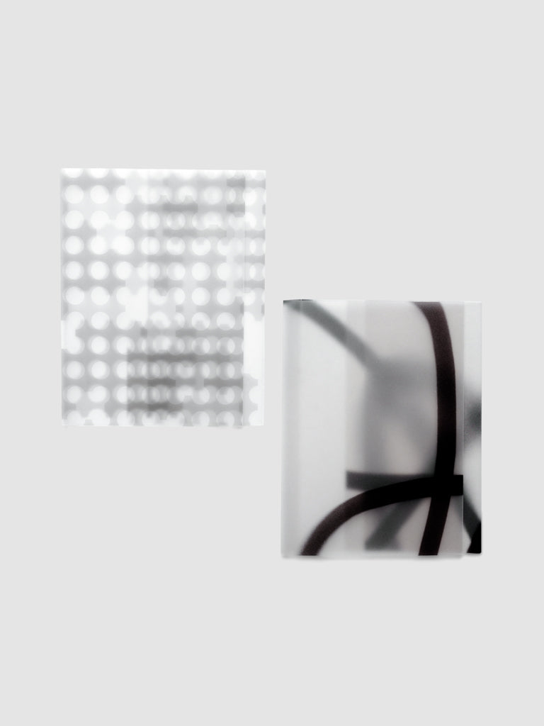 Perfect Bound Notebook Cover Set in Blurred Line and Punched Holes, A5, cover shown on a perfect bound notebook