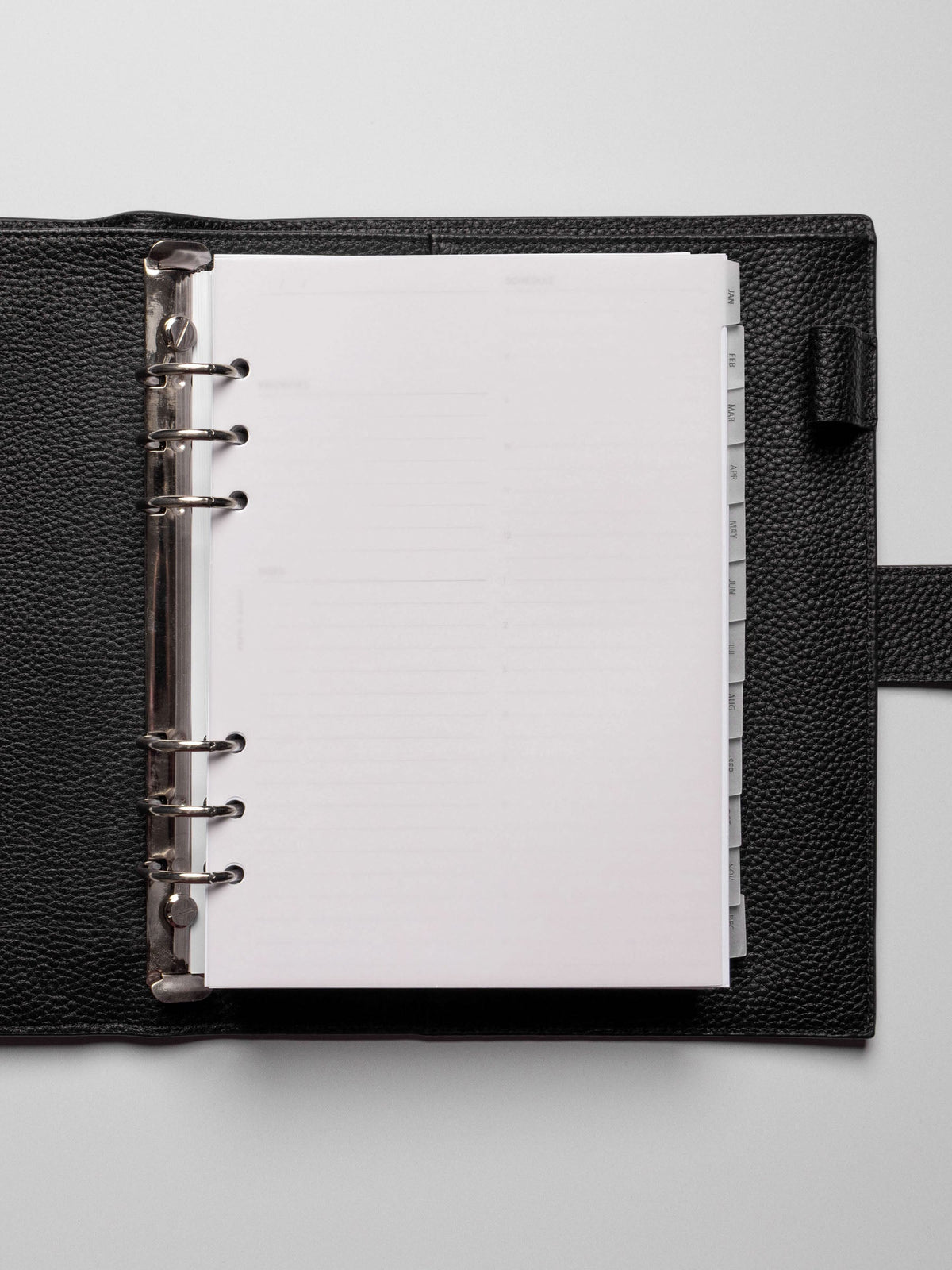 A5 vellum dividers shown in a leather agenda.