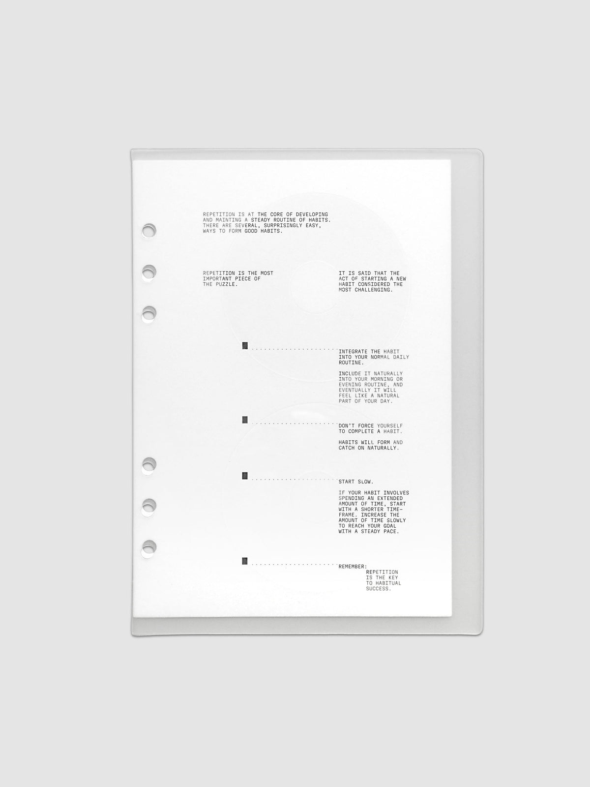 On Repeat Planner Cover + Dashboard Set shown in size A5, pre-punched for 6-ring binders.