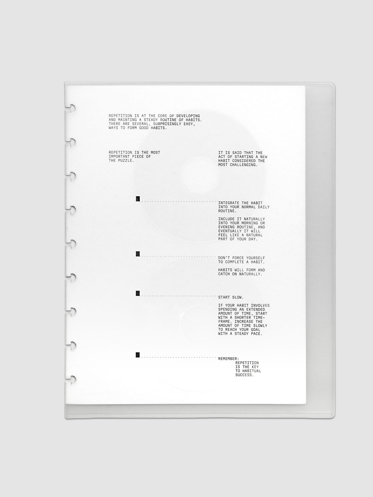 On Repeat Planner Cover + Dashboard Set shown in size HP Classic, pre-punched for discbound notebooks and planners.