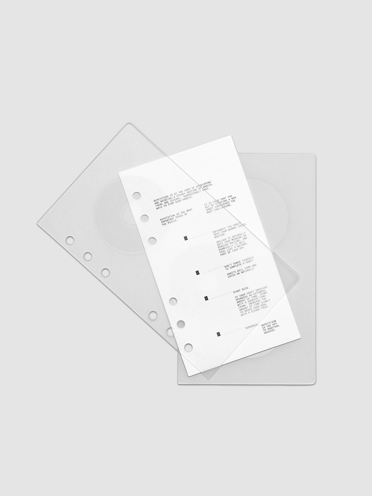 On Repeat Planner Cover + Dashboard Set shown fanned out in size Personal, pre-punched for 6-ring binders.
