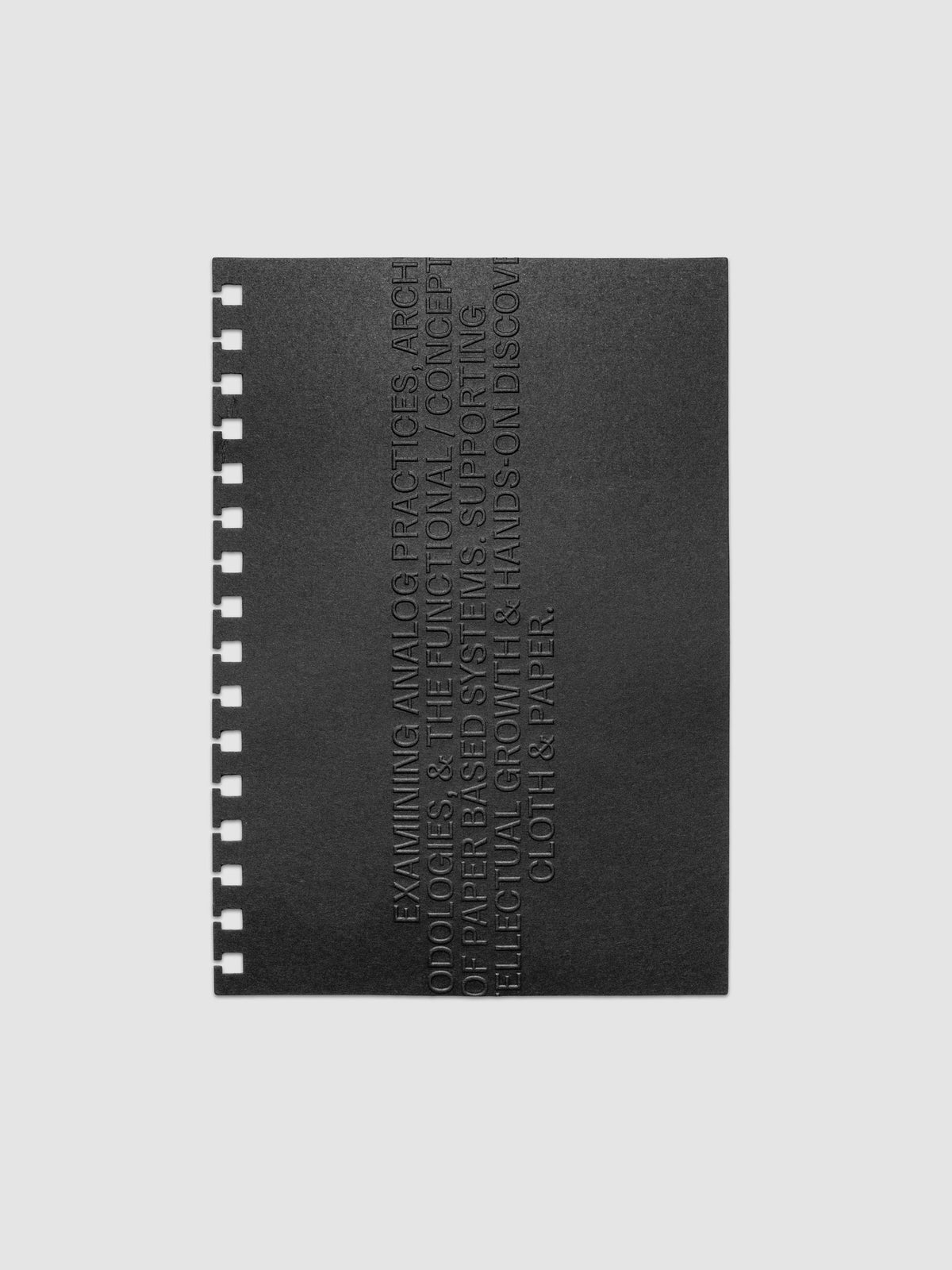 Black embossed Analog Embossed Planner Dashboard without the drop card shown in size A5 Spiral.