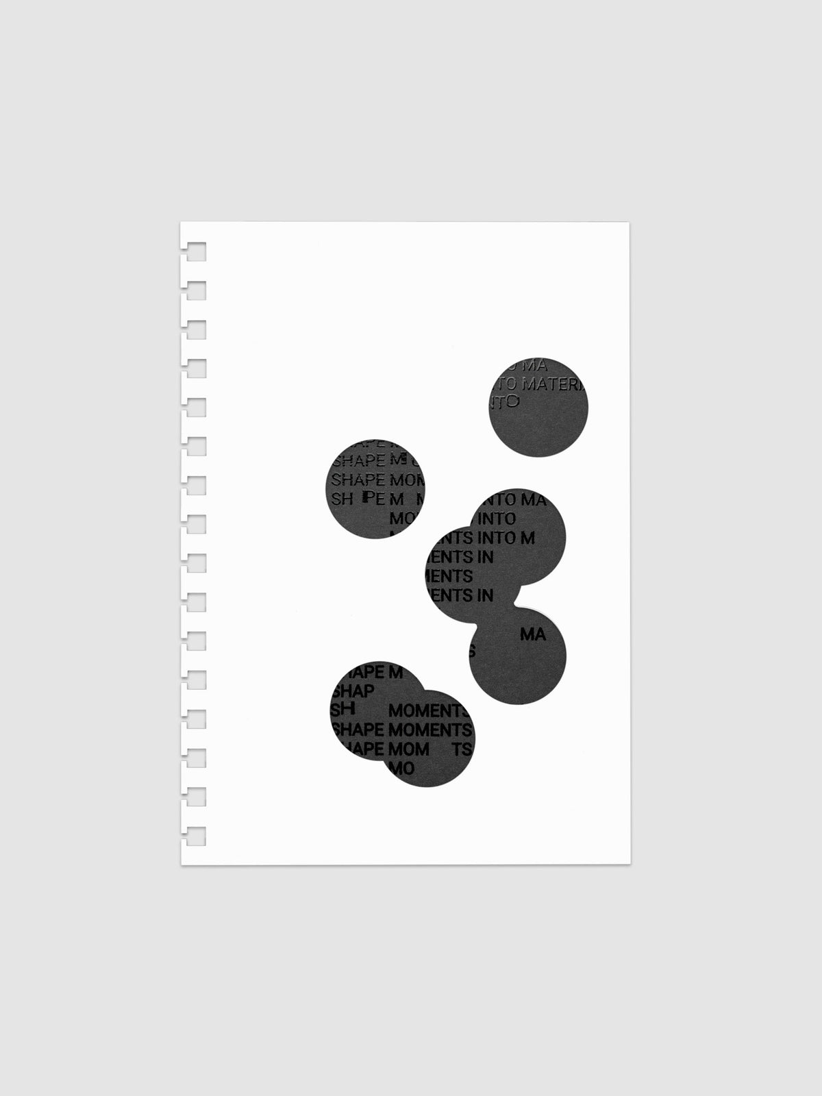 Black and white Ink Blot Planner Dashboard Duo shown layered in size A5 Spiral, pre-punched for spiral planners.