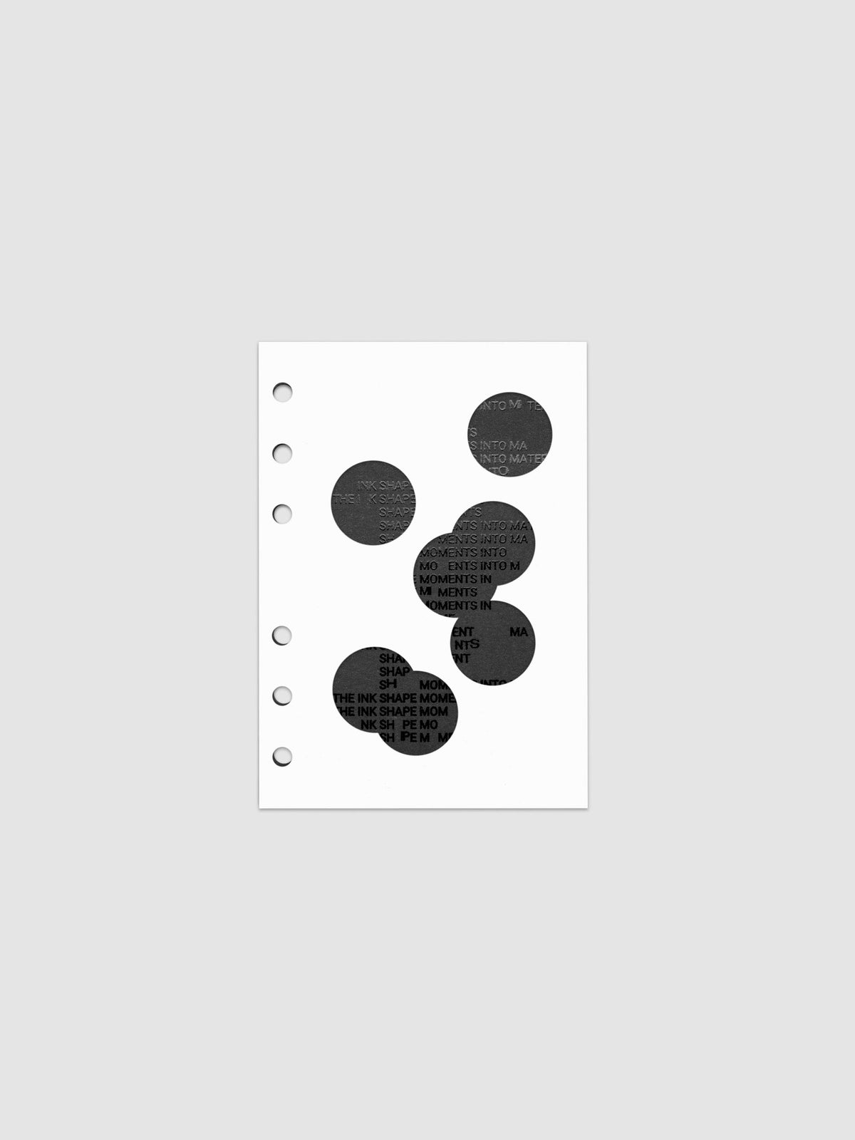 Black and white Ink Blot Planner Dashboard Duo shown layered in size A6, pre-punched for 6-ring planners.