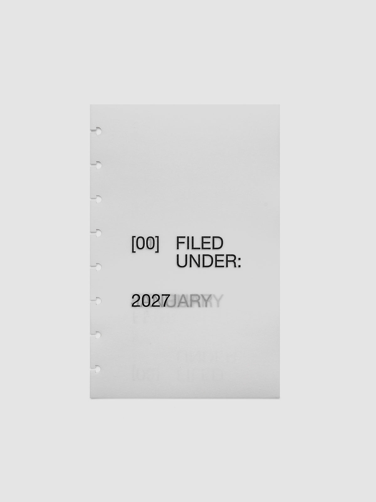 2027 Front + Monthly Dashboard Overlays, Avant Garde, Half Letter 8-Disc Punch, full set of 13 vellum overlays shown stacked together