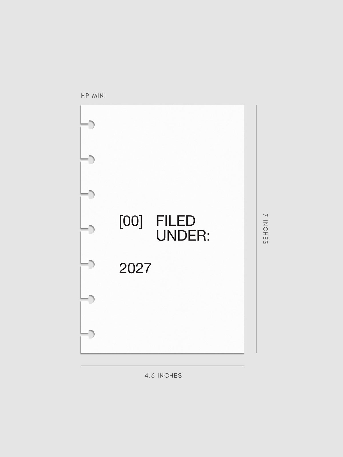 2027 Front + Monthly Dashboard Overlays, Avant Garde, HP Mini 7-Disc Punch, set of 13 translucent vellum overlays including a front cover overlay and 12 monthly dashboards printed in black ink