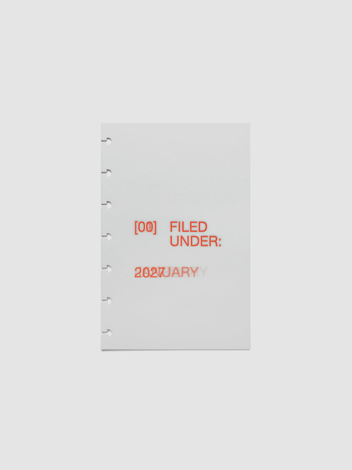 2027 Front + Monthly Dashboard Overlays, Saffron, HP Mini 7-Disc Punch, full set of 13 vellum overlays shown stacked together