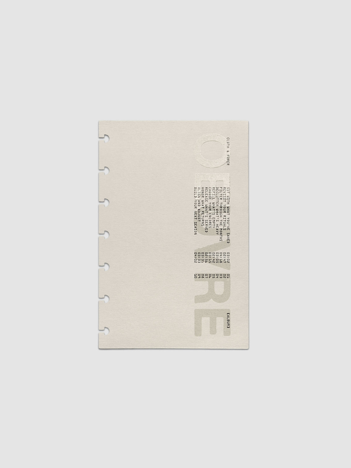 Oeuvre Planner Dashboard in HP Mini 7-Disc Punch size