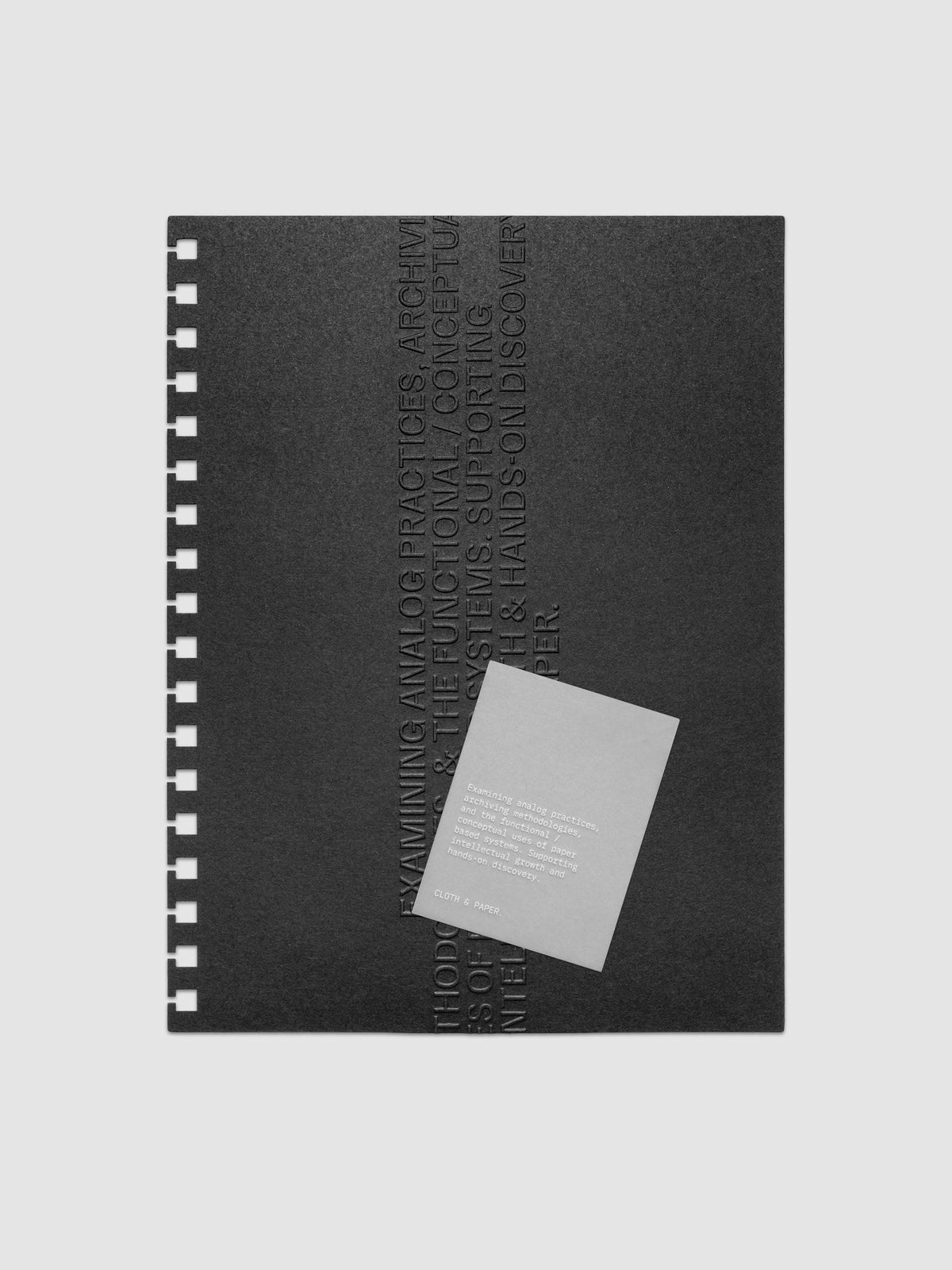 Black embossed Analog Embossed Planner Dashboard with drop card shown in size HP Classic Spiral.