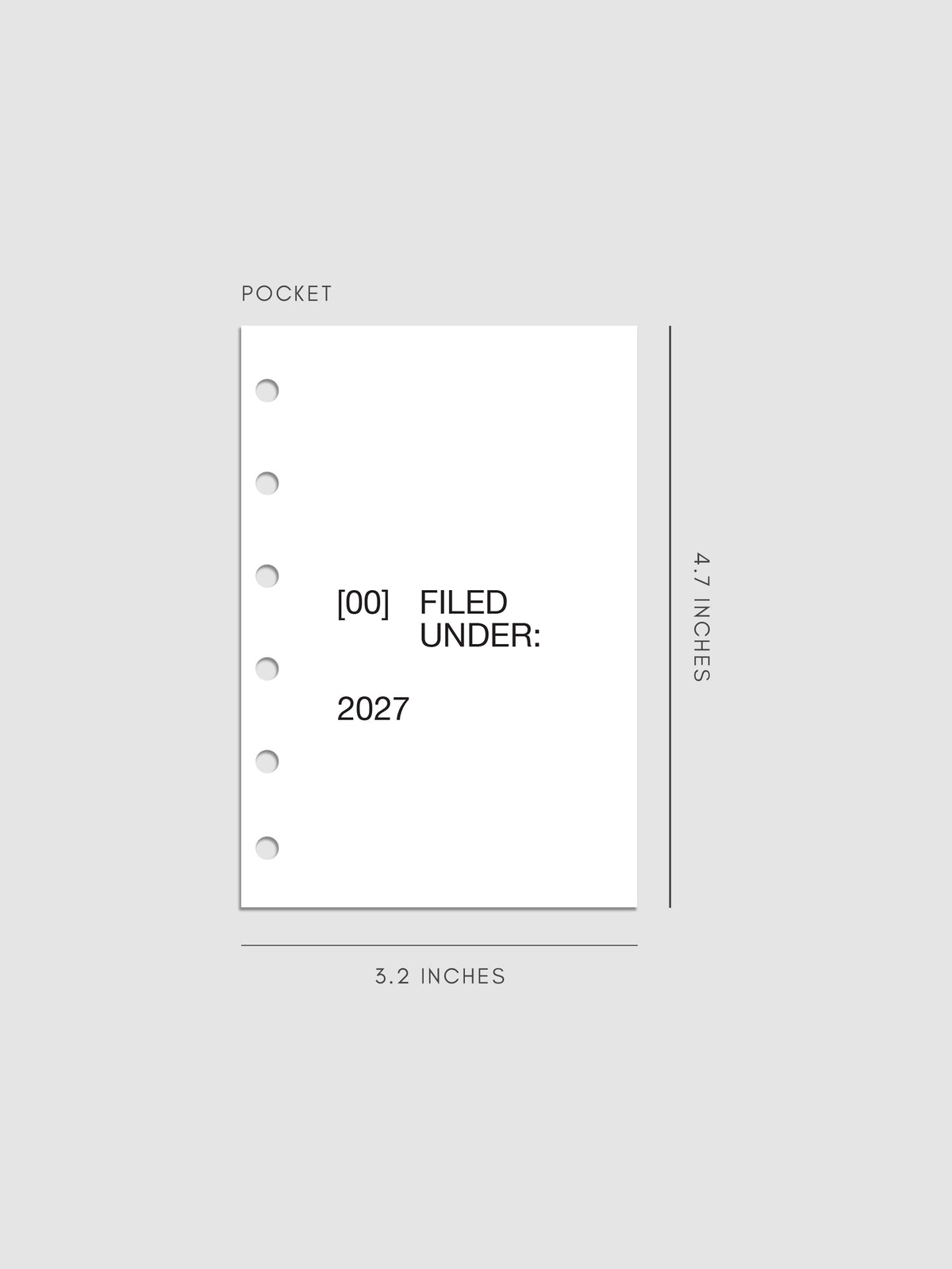 2027 Front + Monthly Dashboard Overlays, Avant Garde, Pocket 6-Ring Punch, set of 13 translucent vellum overlays including a front cover overlay and 12 monthly dashboards printed in black ink