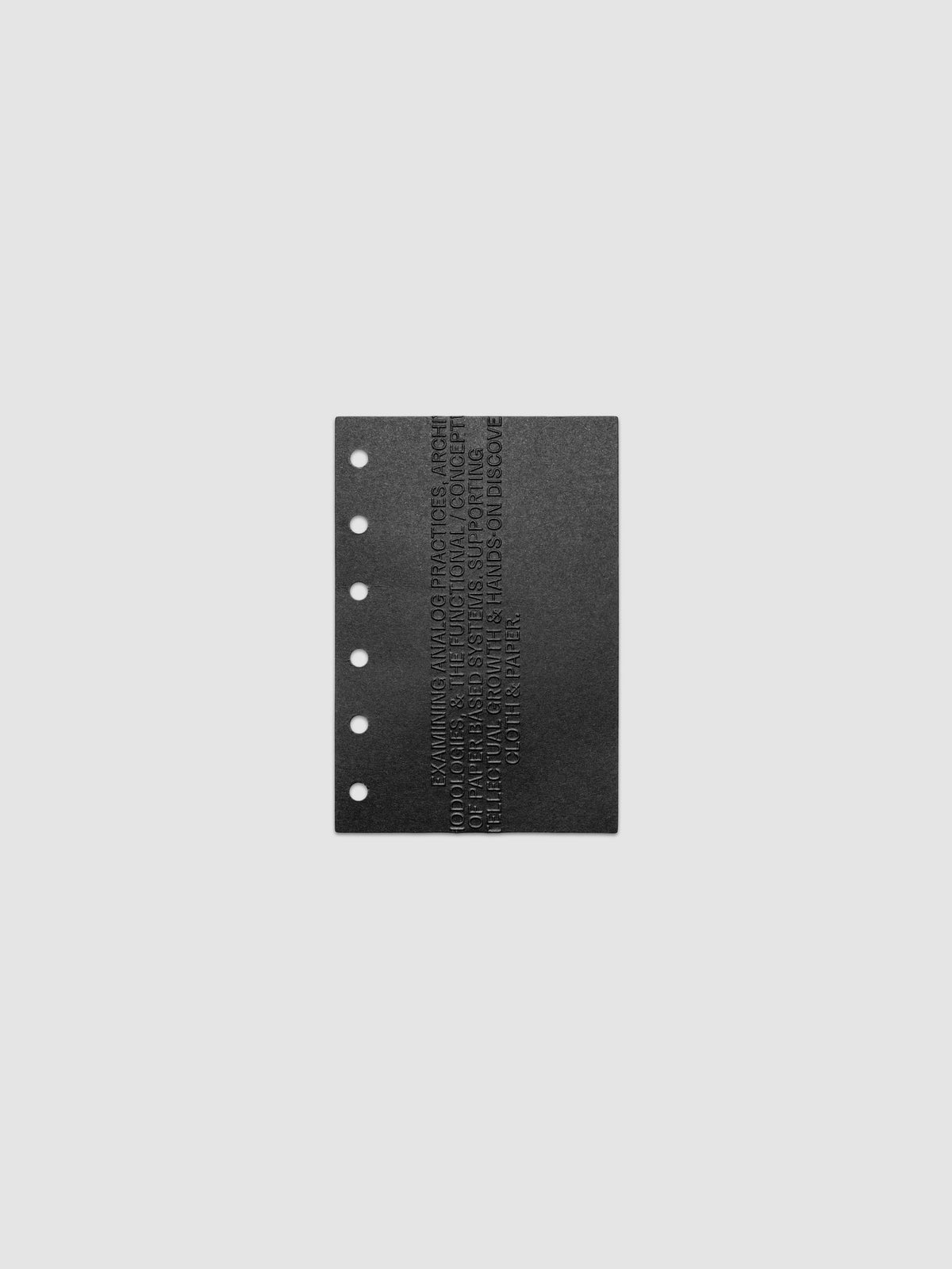 Black embossed Analog Embossed Planner Dashboard without drop card shown in size Pocket.