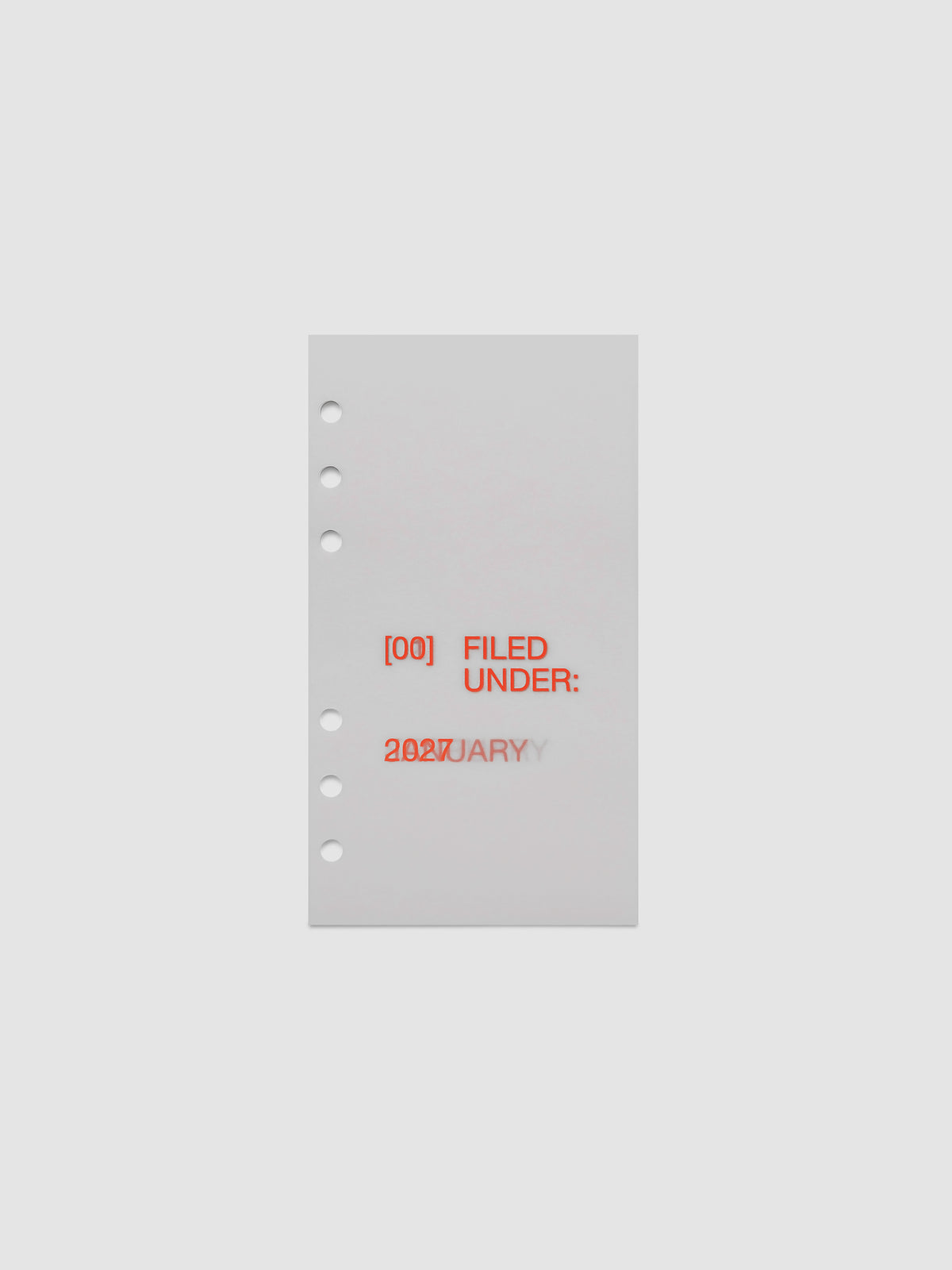 2027 Front + Monthly Dashboard Overlays, Saffron, Personal 6-Ring Punch, full set of 13 vellum overlays shown stacked together