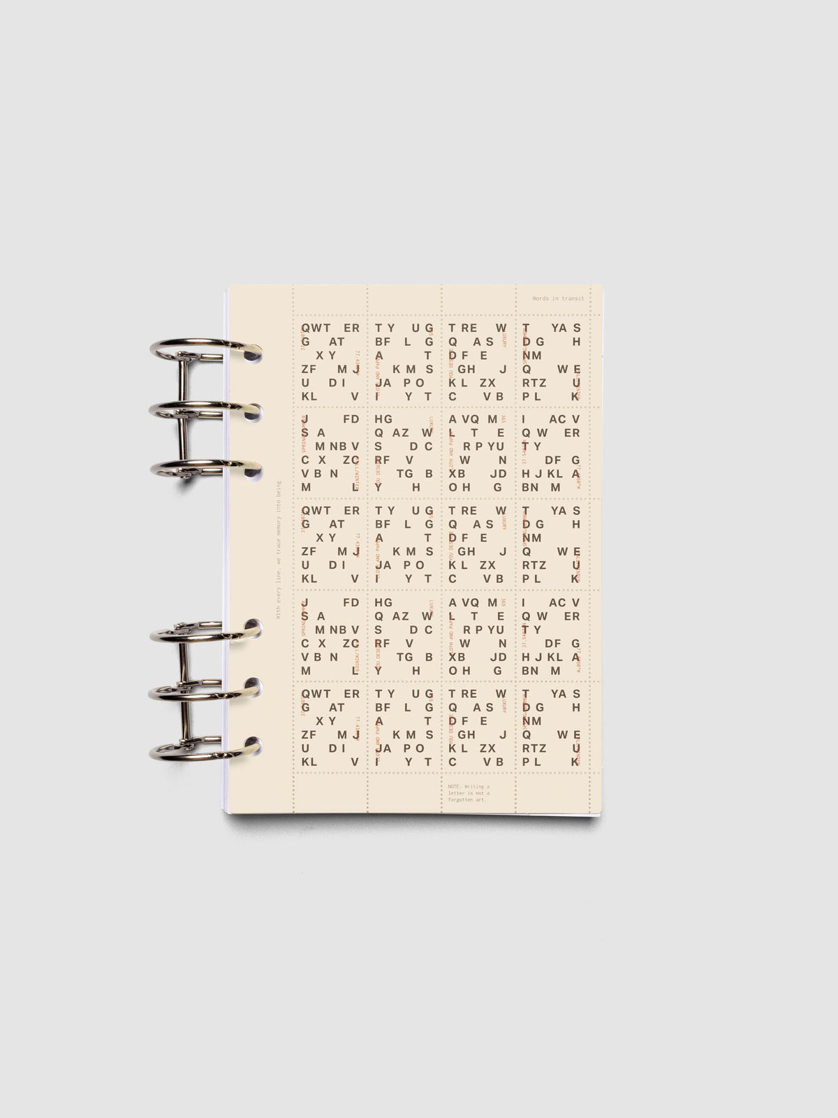 Stamp Sheet Planner Dashboard shown ring bound in size Personal Wide.