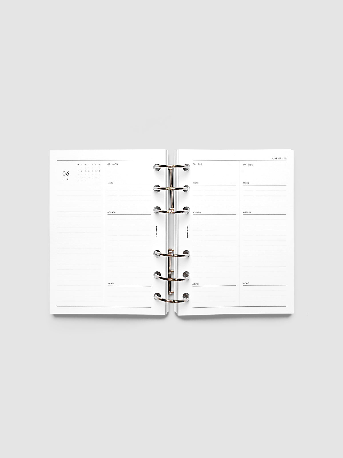 2027 Dated Daily Inserts | Monday Start in size A6 6-Ring Punch shown ringbound