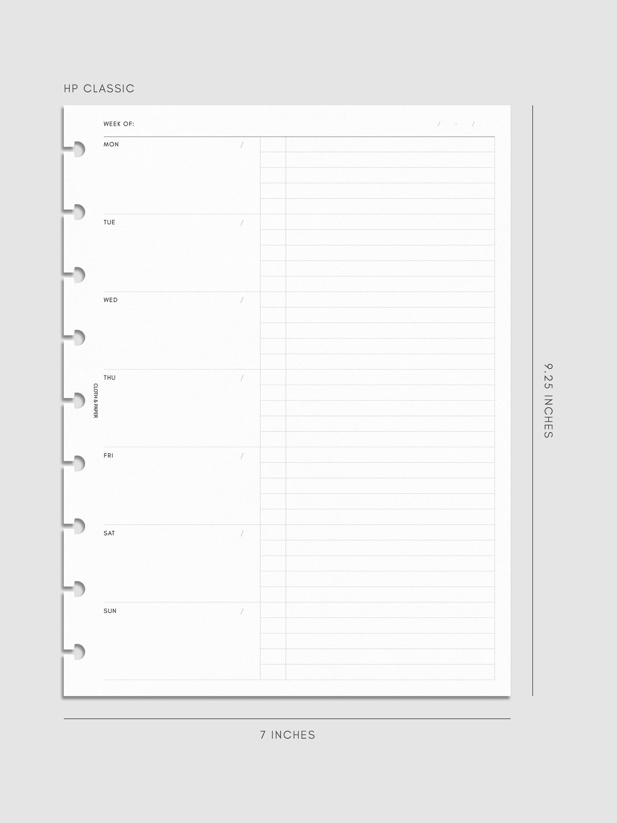 Weekly Checklist Inserts shown pre-punched for discbound planners in size HP Classic.