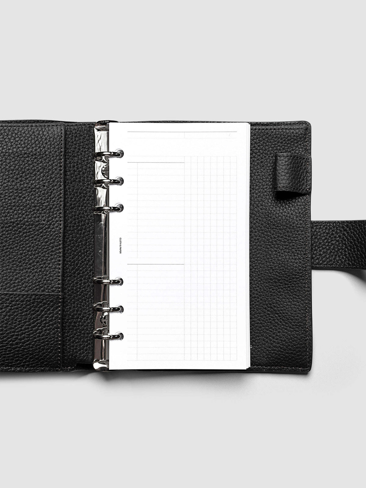 Daily Workflow Planner Inserts, Personal 6-Ring Punch, right page showing large graph notes section inside a planner