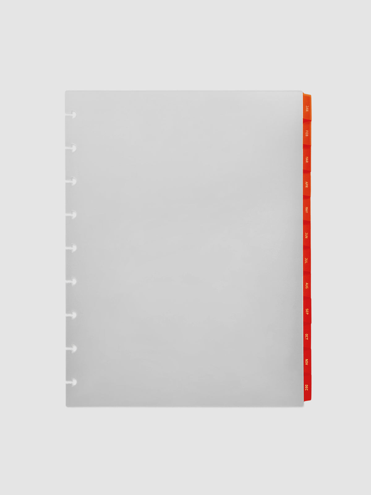 HP Classic 9-Disc Punch Ultra-Thin Monthly Dividers in deep orange, set of 12 dividers fanned to show all months