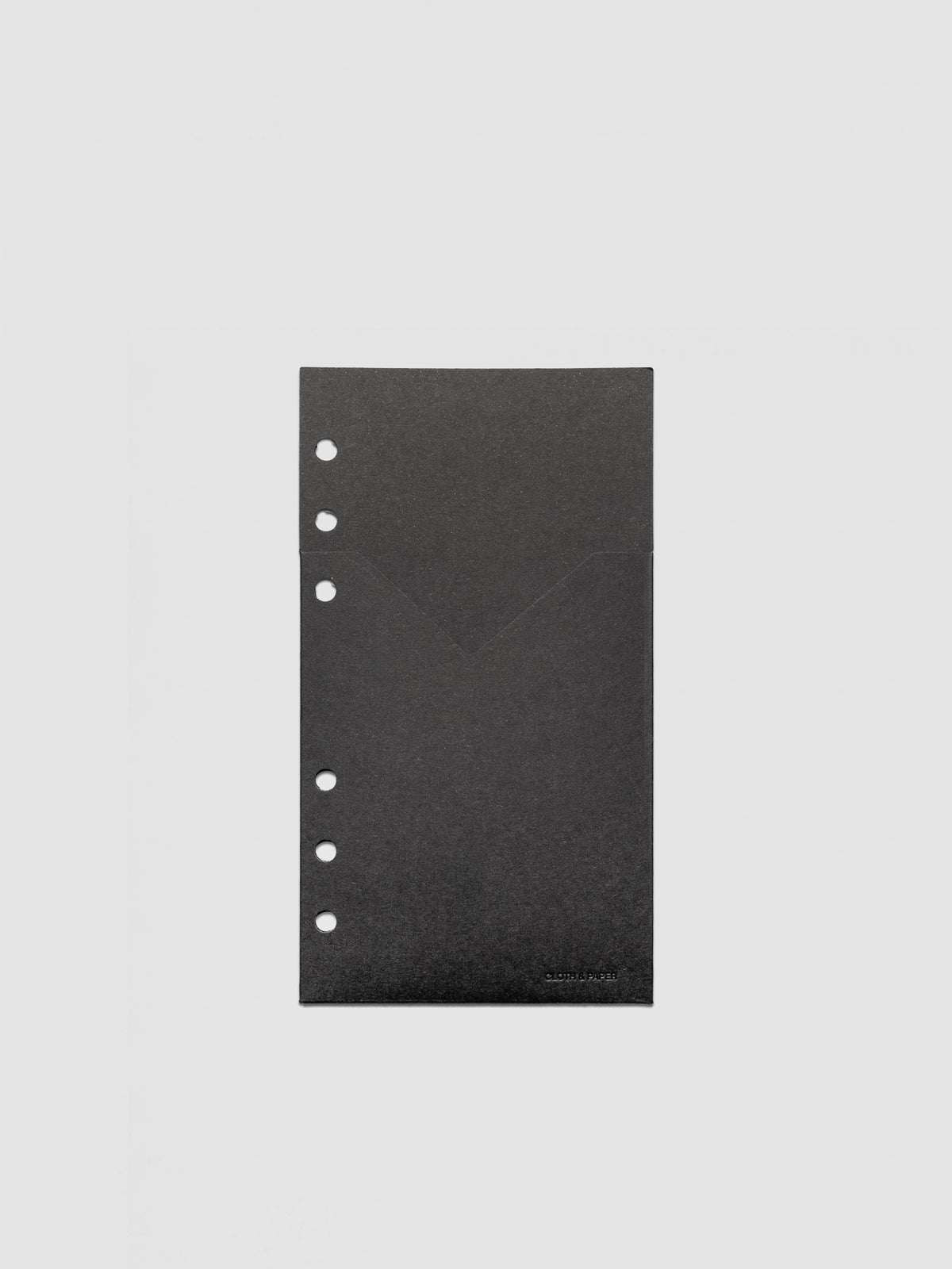 Black planner paper pocket folder shown in size Personal 6-Ring Punch