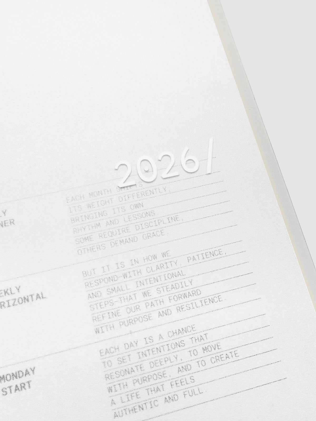 Front cover of the 2026 Weekly Horizontal Notebook | Monday Start | A5 Spiral showing the overlay text.