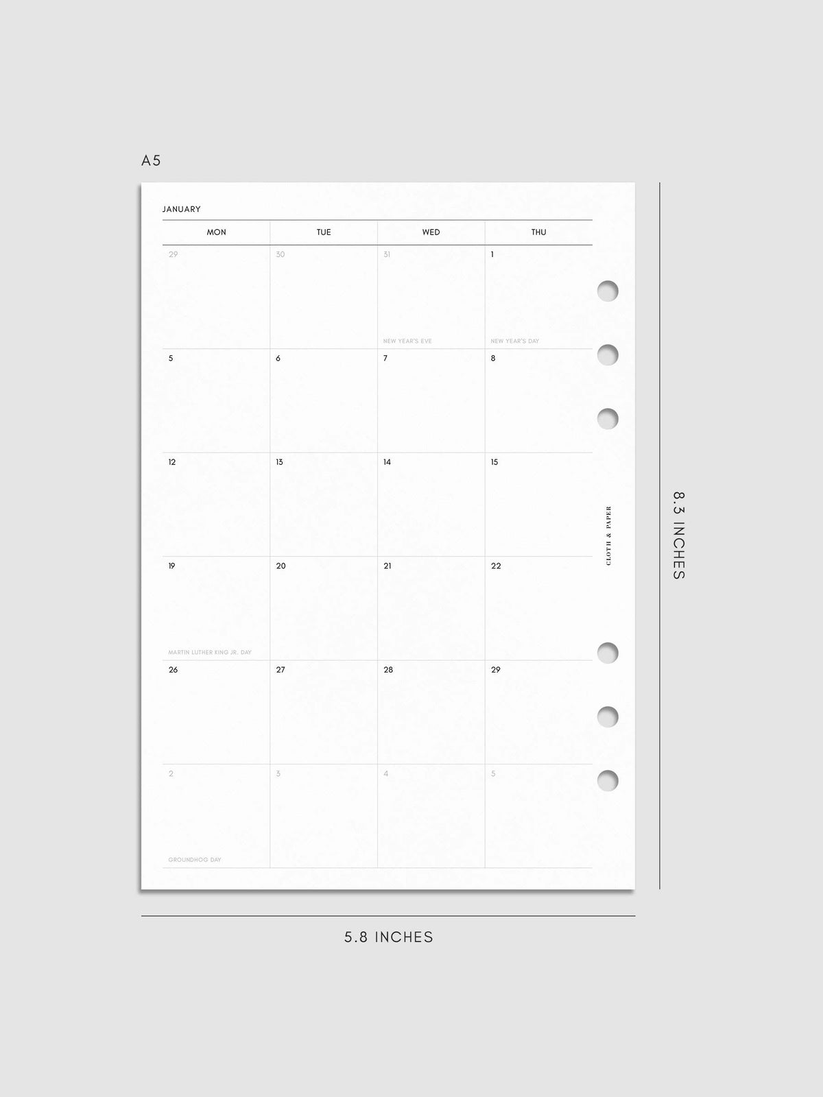 Digital mockup of insert in A5.