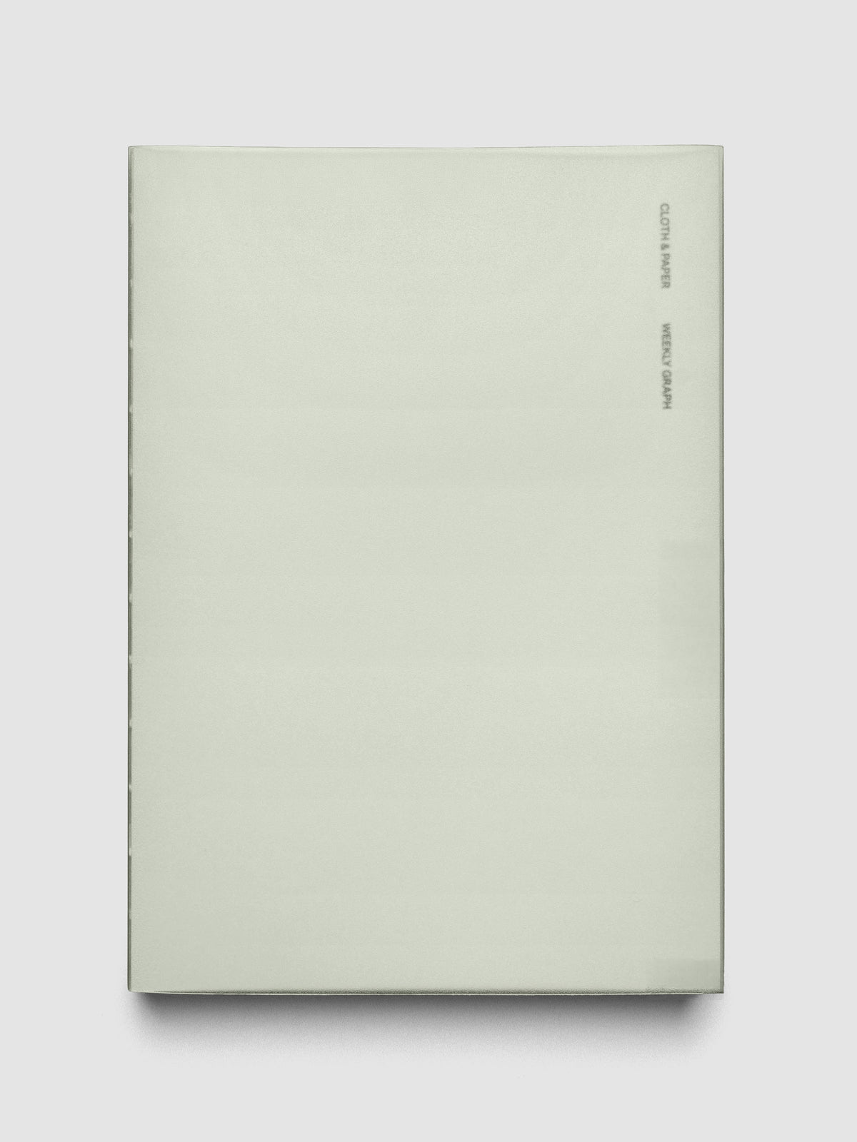 Perfect Bound Notebook | A5 | Weekly Agenda | Matcha shown closed, laid flat, on a neutral background.