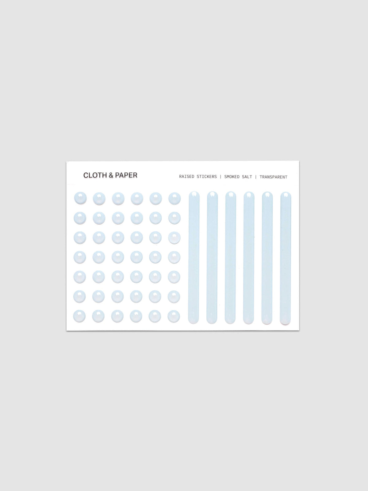 Single sheet from the Raised Sticker Set in the color Smoked Salt (blue).