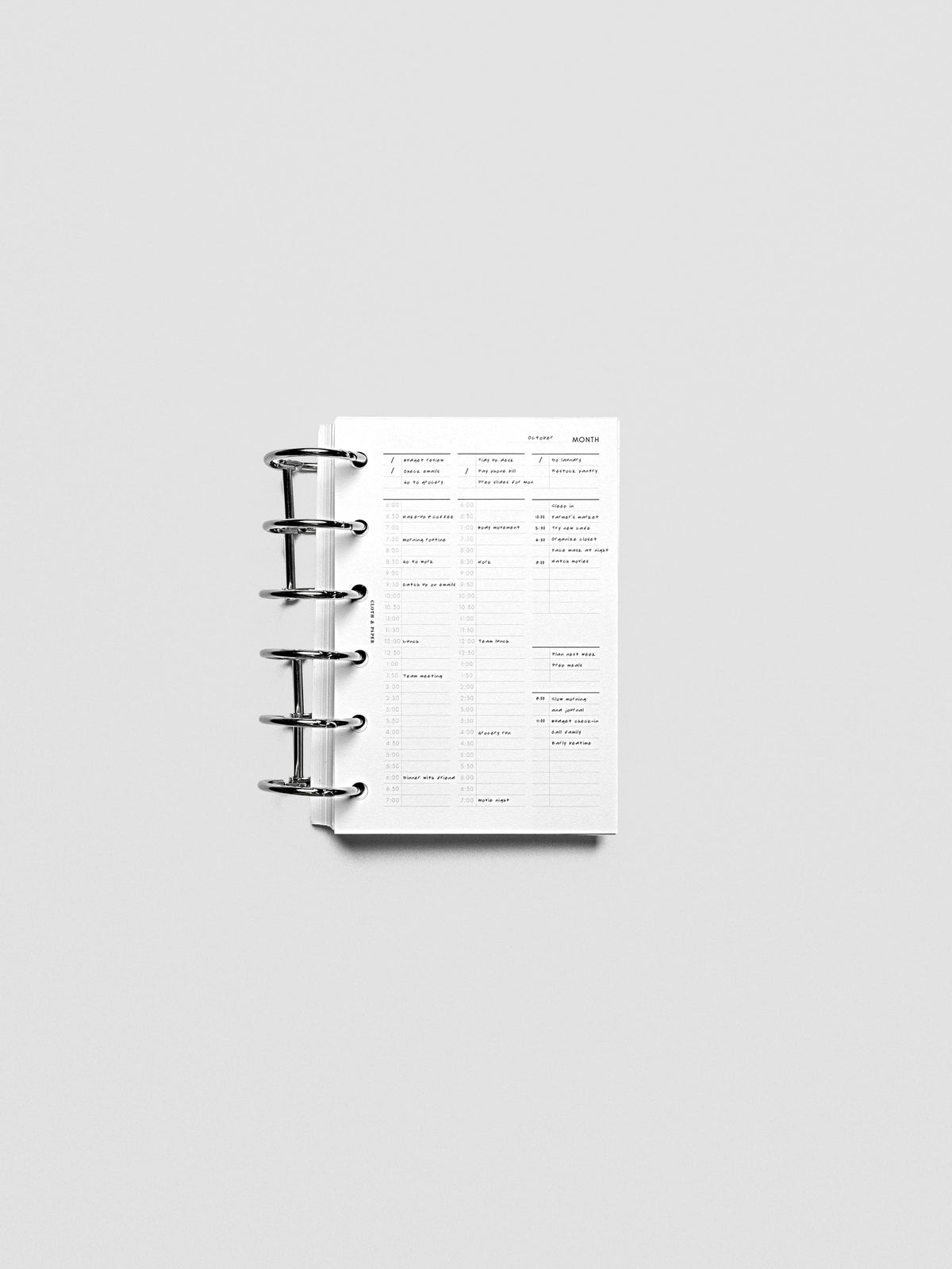 30 Minute Time Block Planner Inserts in size Pocket with example writing.
