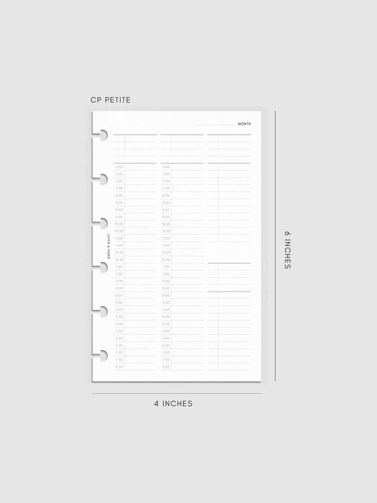 30 Minute Time Block Planner Inserts | CP Petite