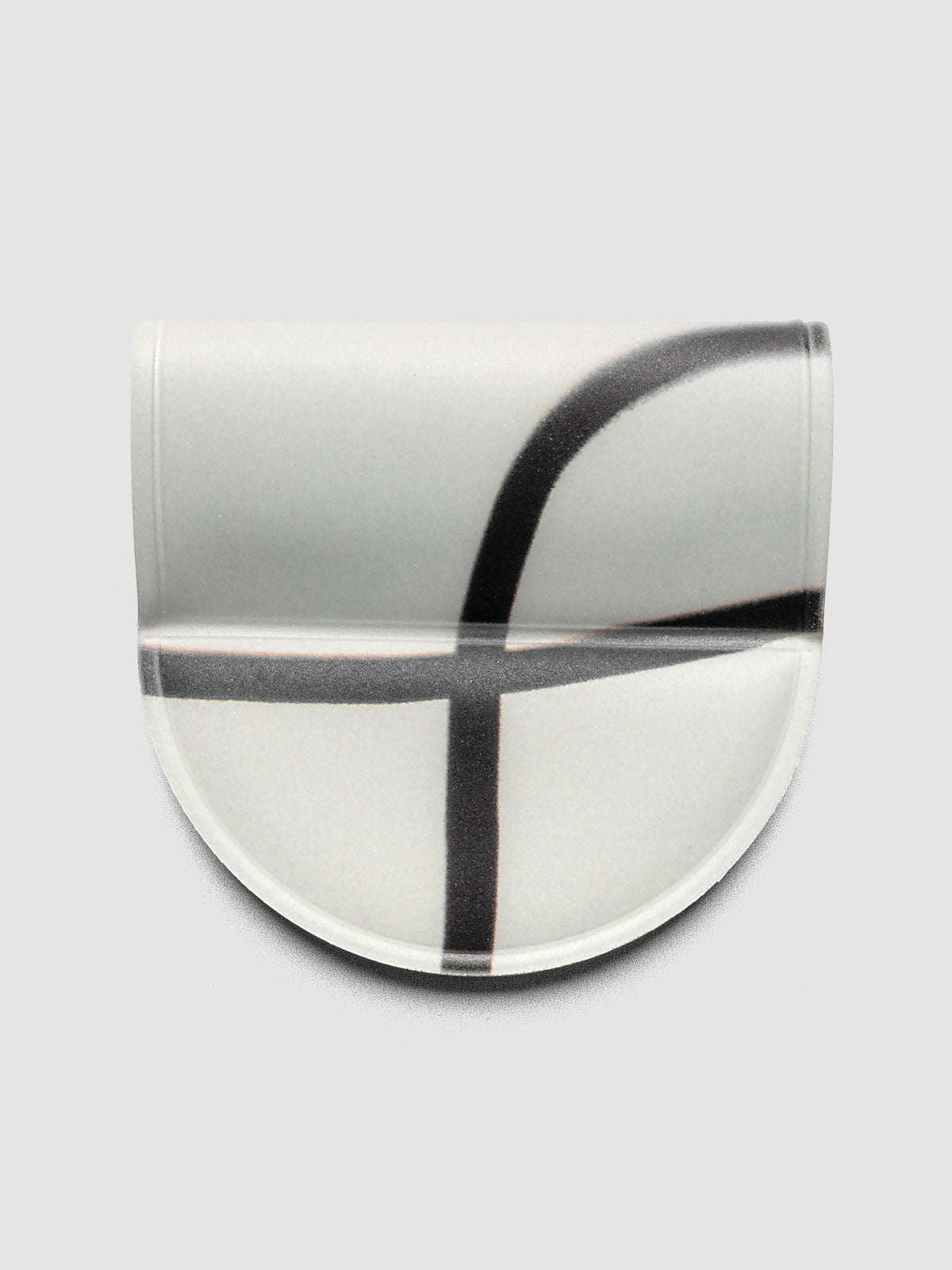 Magnetic Bookmark | Pen Holder | Vinyl in Blurred Line, front view showing white base with bold dark gray intersecting line pattern