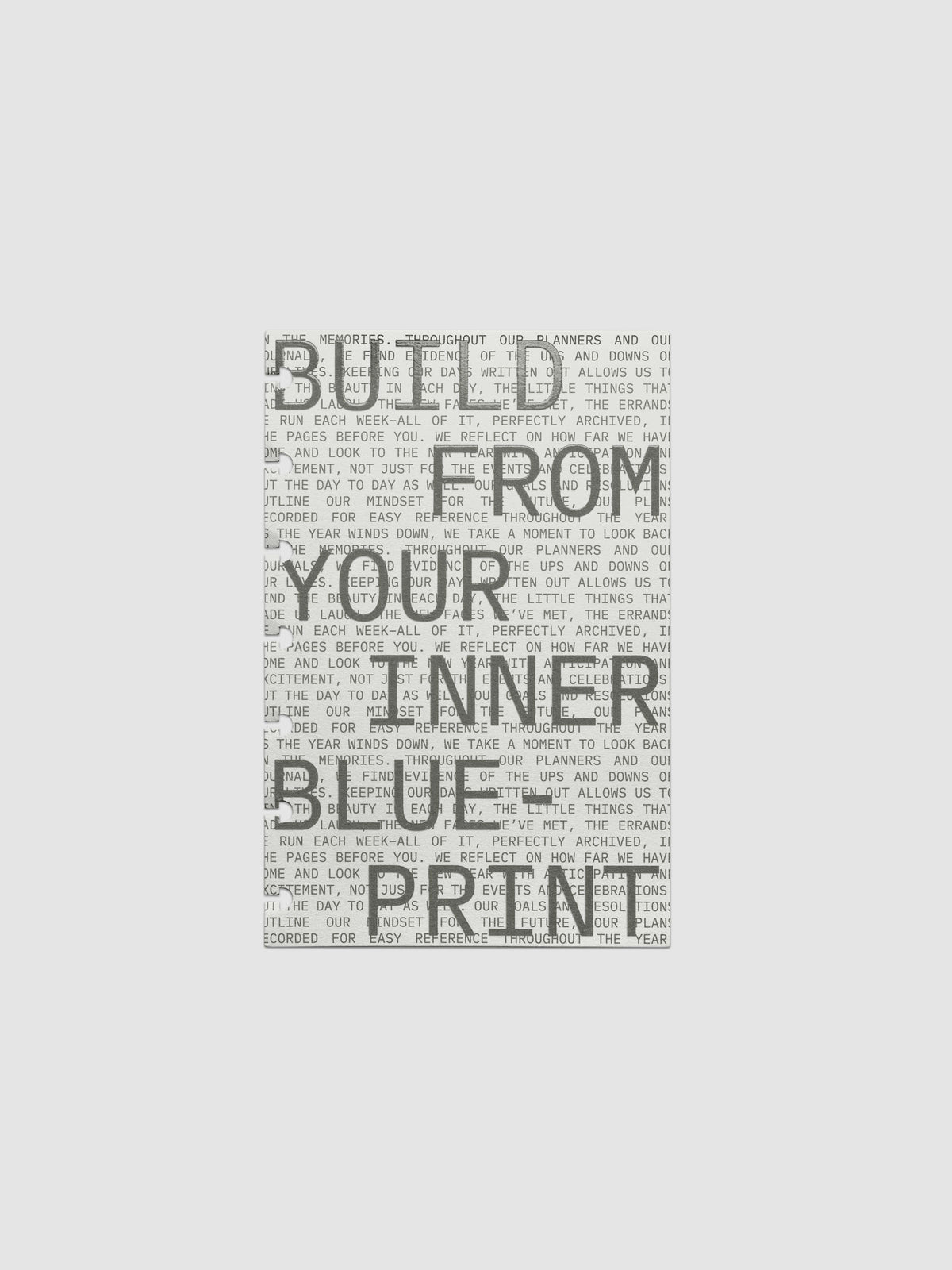 Cardstock dashboard with text design reading 'Build from your inner blue-print'. One piece of the Inner Blueprint Dashboard Duo shown in size HP Mini.