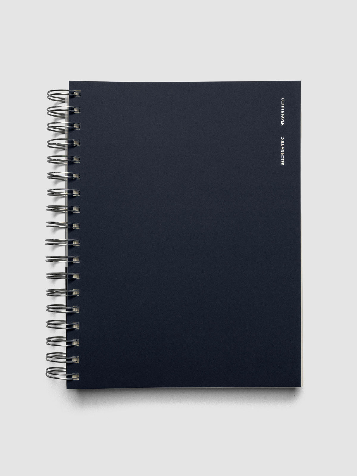 Spiral Notebook in size HP Classic and color Apollo (blue) with Column Note interior layout shown closed.