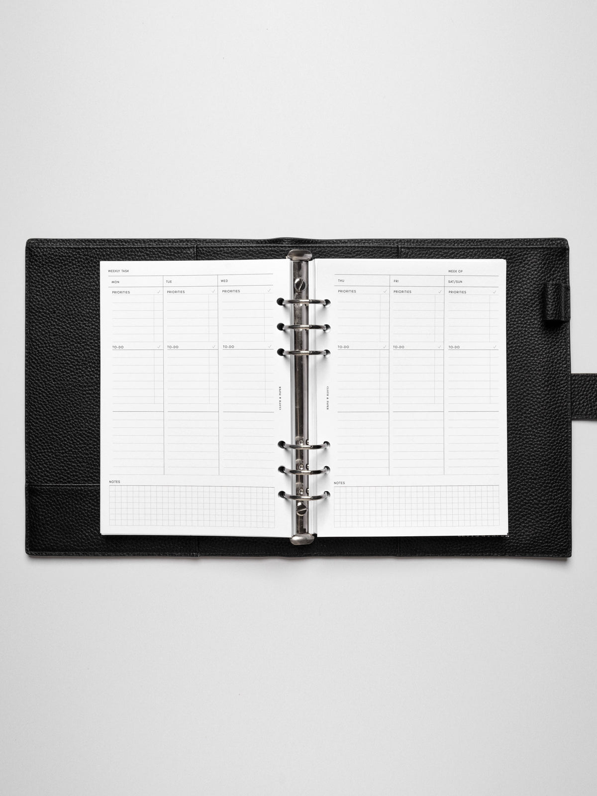 A5 insert in use inside a leather planner.