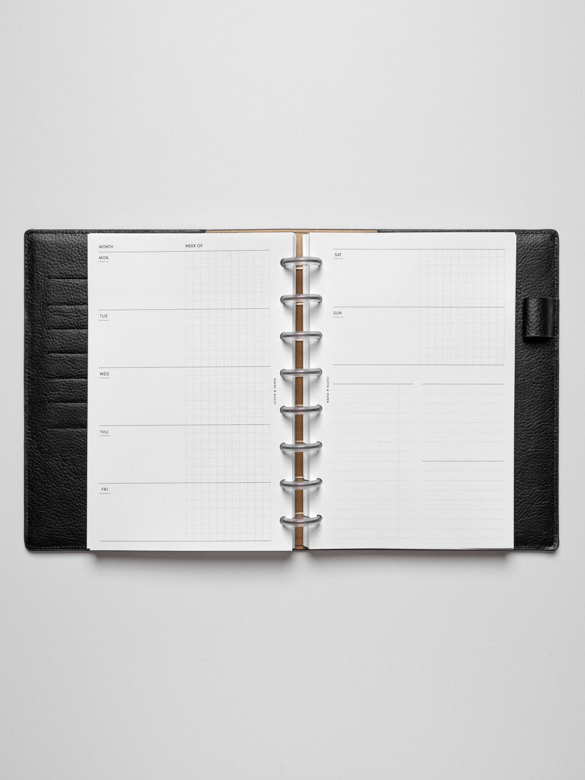 Half Letter insert in use inside a leather planner.