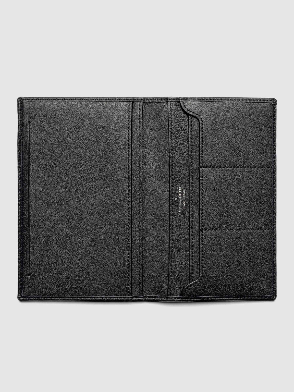 Nomada Wallet in Padrillo open and empty, showing full interior layout