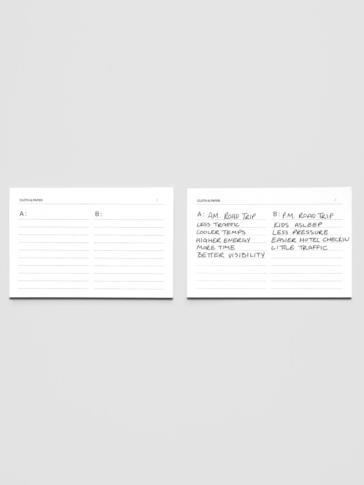 One blank and one filled out Tracklist Sticky Note side by side.