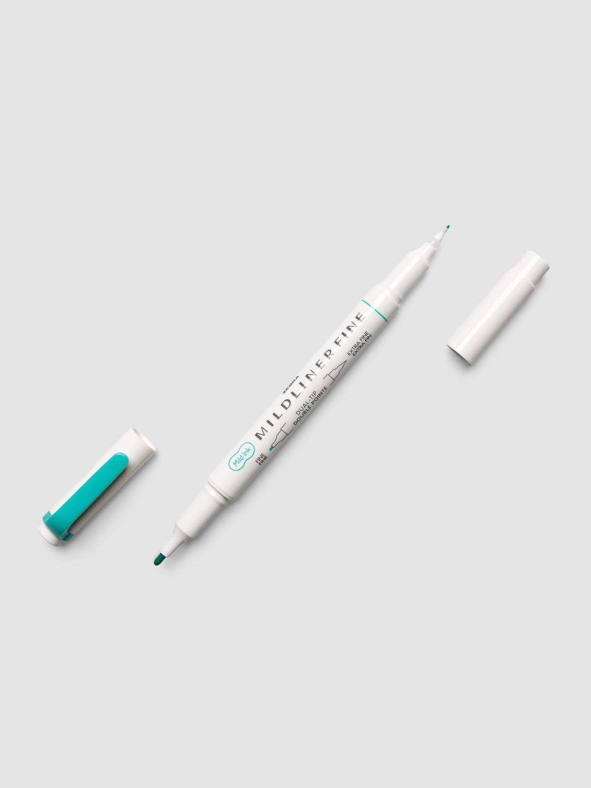 Zebra Mildliner Dual-Tip Fineliner in summer green with both caps removed