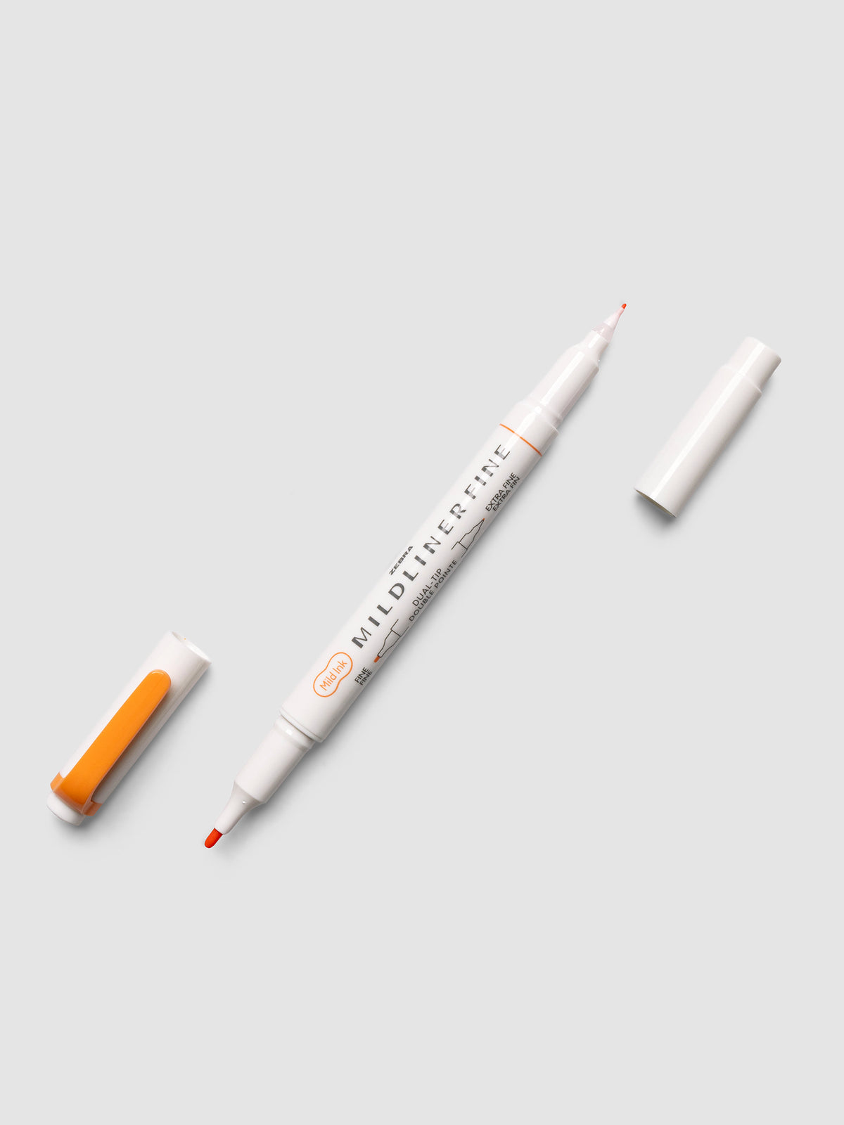 Zebra Mildliner Dual-Tip Fineliner in apricot with both caps removed