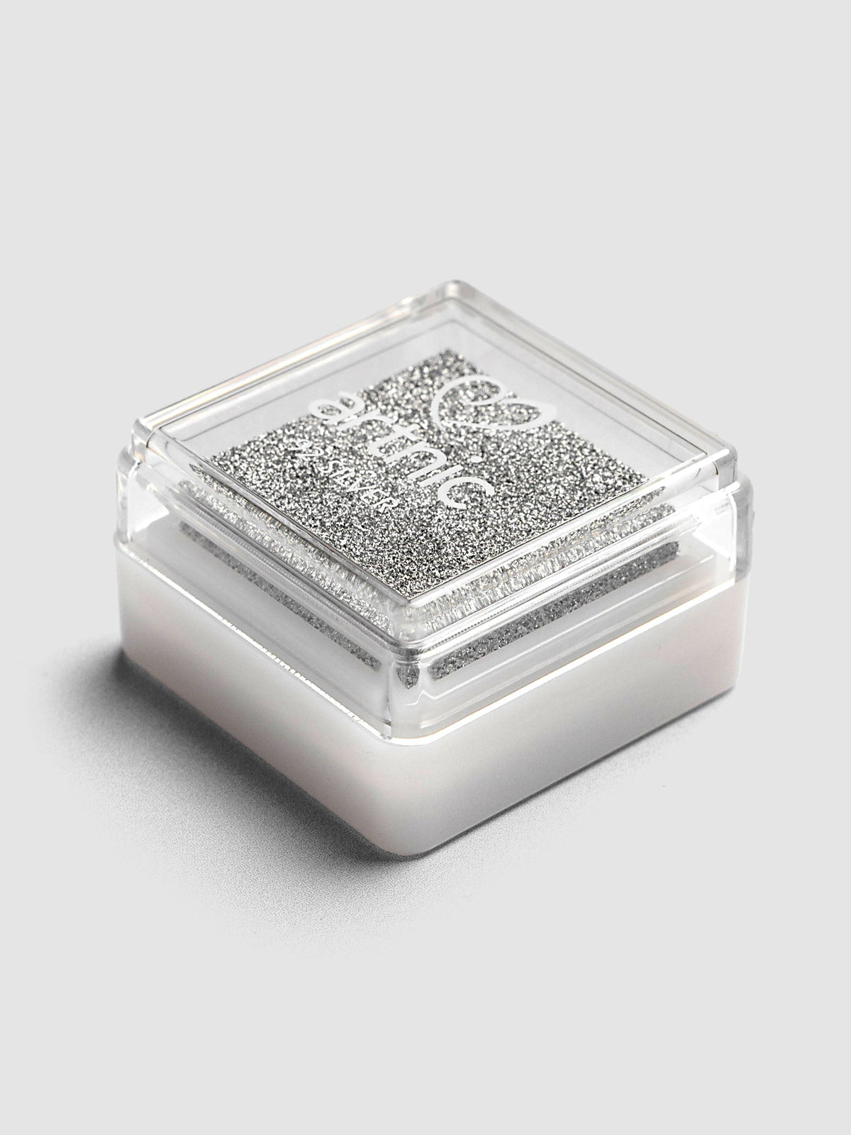 Artnic Stamp Ink Pad in silver seen from above with cover removed