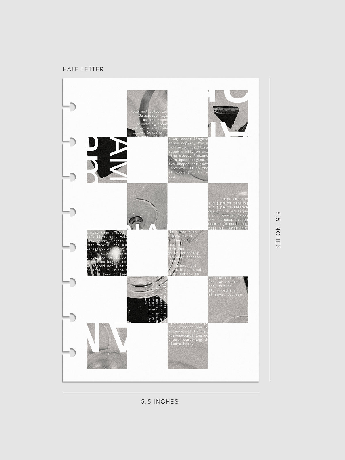 Digital mockup of insert in Half Letter