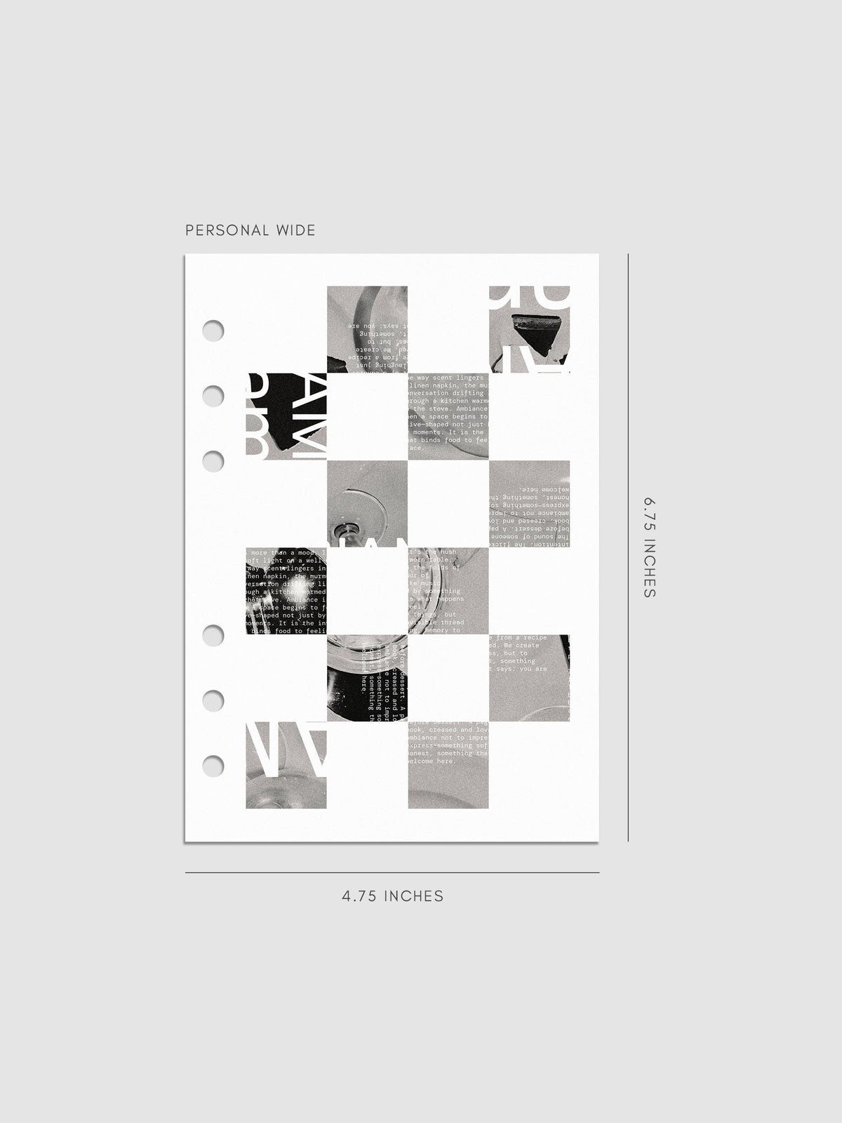 Digital mockup of insert in Personal Wide