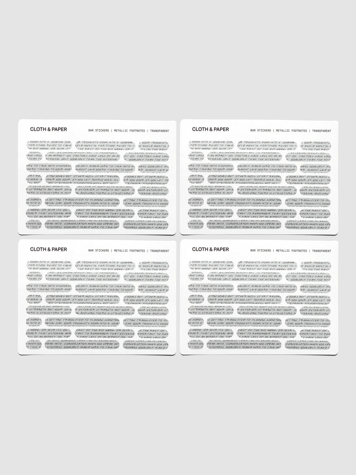 Four sheets of Bar Stickers | Footnotes.