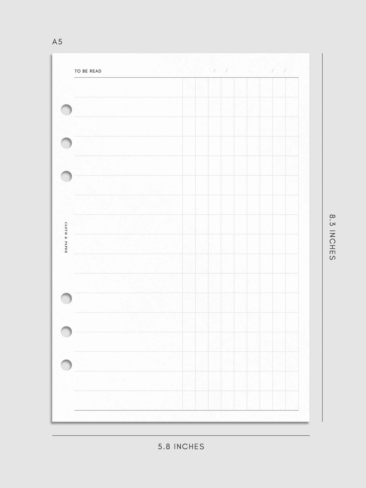 Digital mockup of insert in A5.