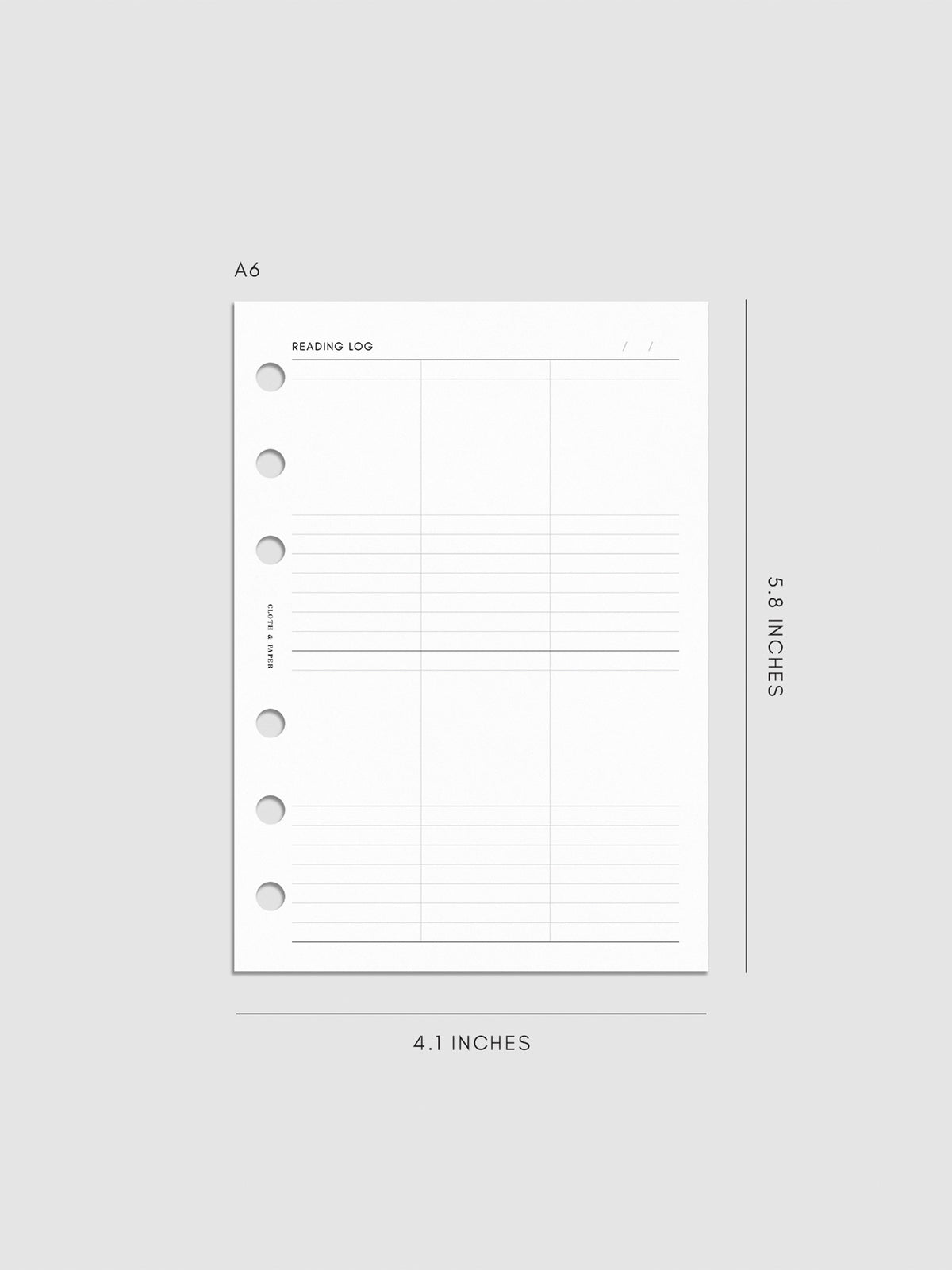Digital mockup of insert in A6.