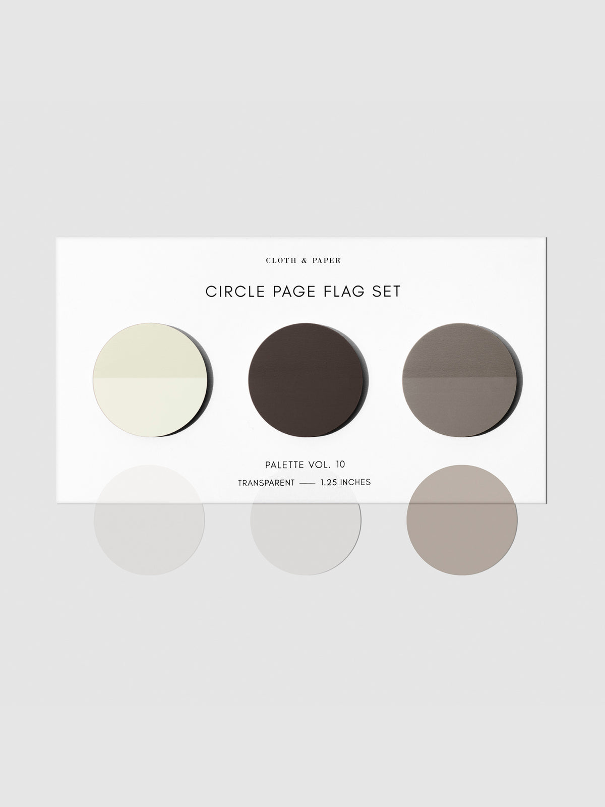 Page flags on their backing with one page flag of each color stuck to the bottom of the backing.