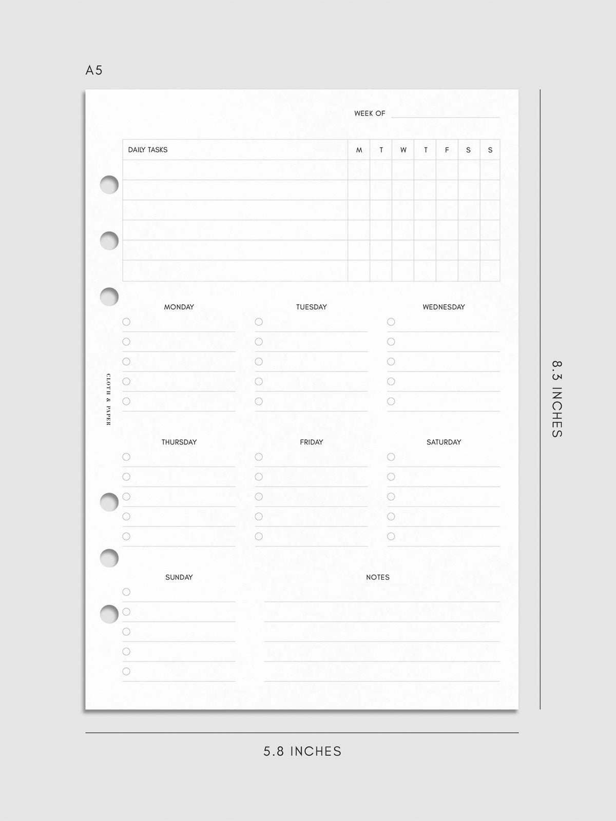 Digital mockup of insert in A5.