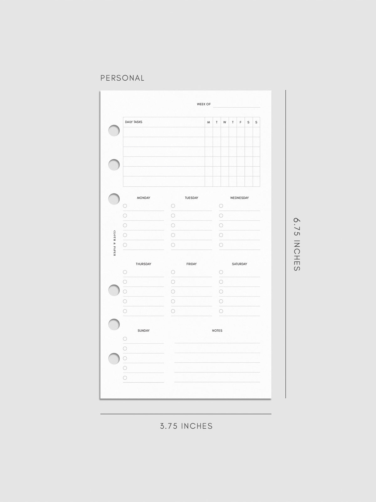 Digital mockup of insert in Personal.
